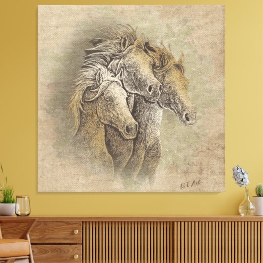 De Horses Art Canvas Afdruk (Insitu (Woonkamer))