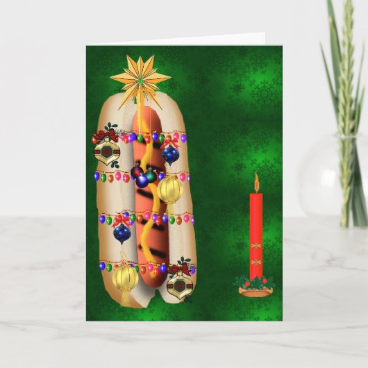 De Hotdog van Kerstmis Feestdagen Kaart (Voorkant)