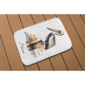 De houding van de pelikaan badmat