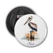 De houding van de pelikaan button flesopener (Voorkant)