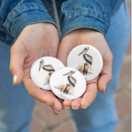 De houding van de pelikaan button flesopener