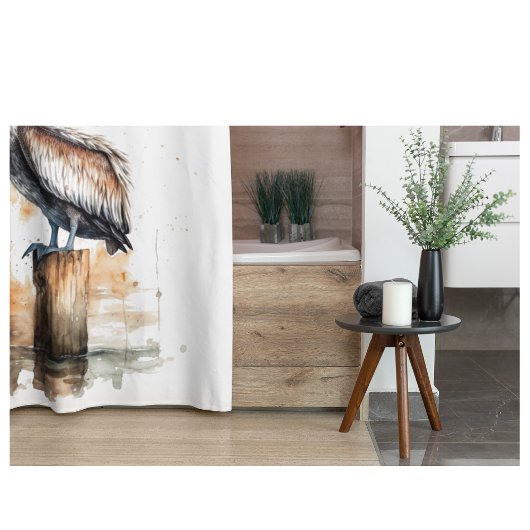 De houding van de pelikaan douchegordijn