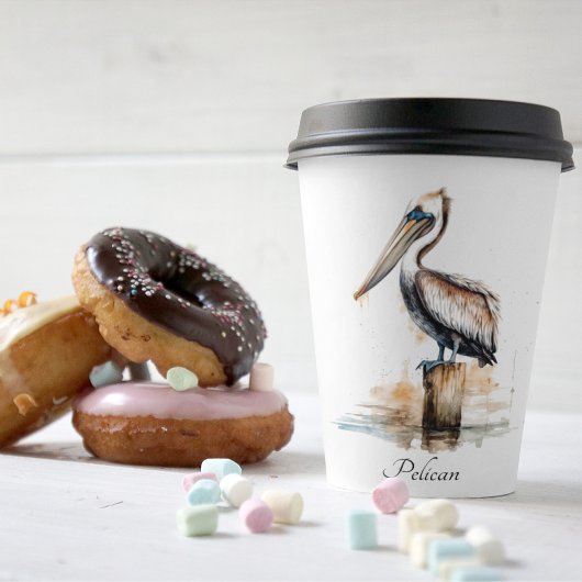 De houding van de pelikaan papieren bekers