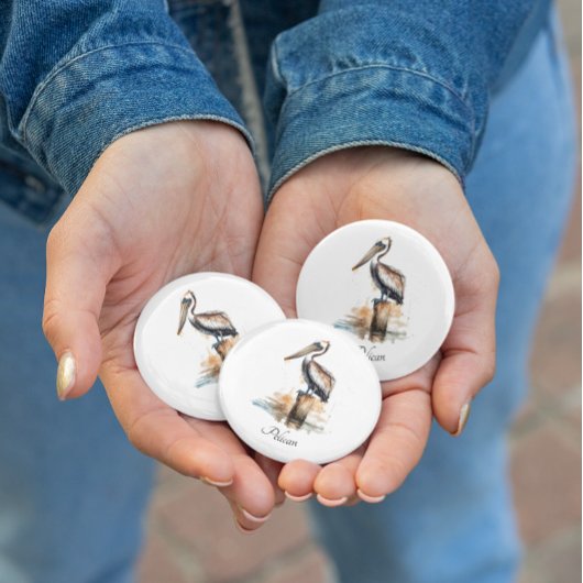 De houding van de pelikaan ronde button 3,2 cm