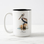 De houding van de pelikaan tweekleurige koffiemok (Links)