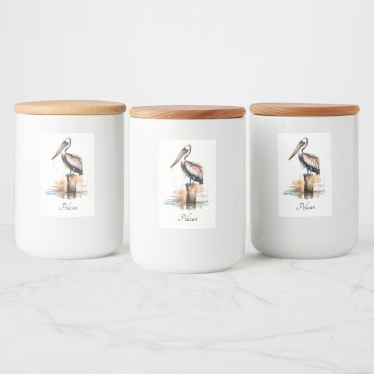 De houding van de pelikaan voedselcontainer etiket (Flessen)