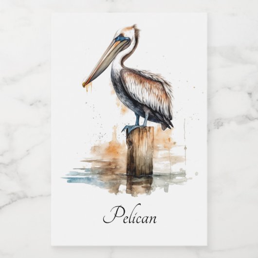 De houding van de pelikaan voedselcontainer etiket (Enkel label)