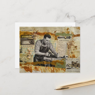 De houtbewerker collage briefkaart