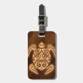 De Houten Hawaiiaanse Schildpad van Uhane u'i Honu Bagagelabel (Voorkant verticaal)