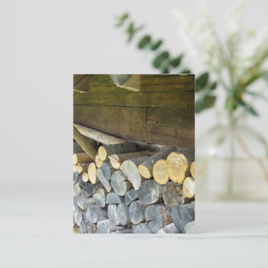 De houten stapel briefkaart (Staand voorkant)