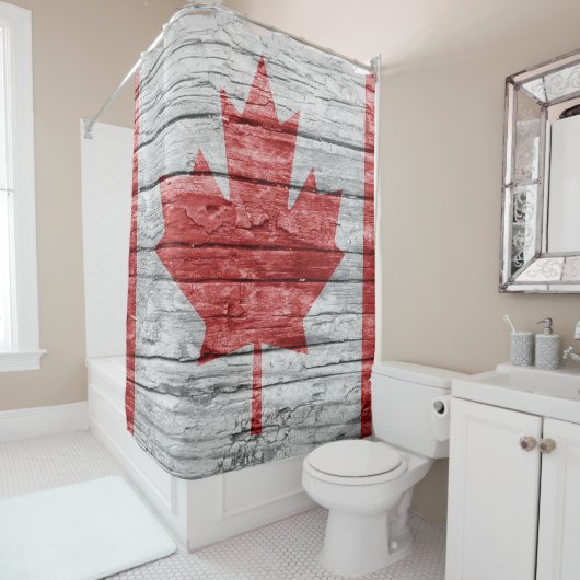 De houten vlag van Canada Douchegordijn (In situ)