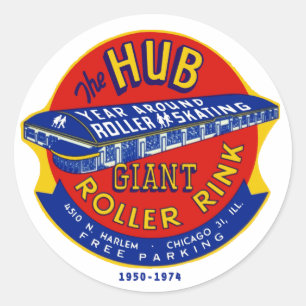 De Hub Roller Rink Chicago/Norridge Illinois Ronde Sticker