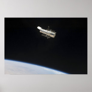 De Hubble Ruimtetelescoop in een baan boven Aarde  Poster