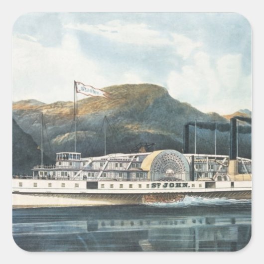 De Hudson Steamboot "St. John' Vierkante Sticker (Voorkant)