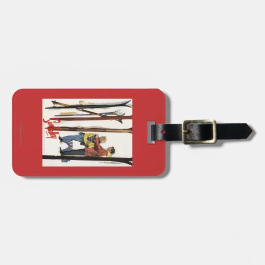 De huid staat op sneeuw door een paar Posters Bagagelabel (Voorkant horizontaal)