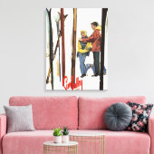 De huid staat op sneeuw door een paar Posters Canvas Afdruk (Insitu (Woonkamer))