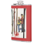 De huid staat op sneeuw door een paar Posters Heupfles (Links)