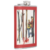 De huid staat op sneeuw door een paar Posters Heupfles (Rechts)