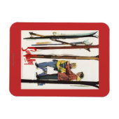 De huid staat op sneeuw door een paar Posters Magneet (Horizontaal)