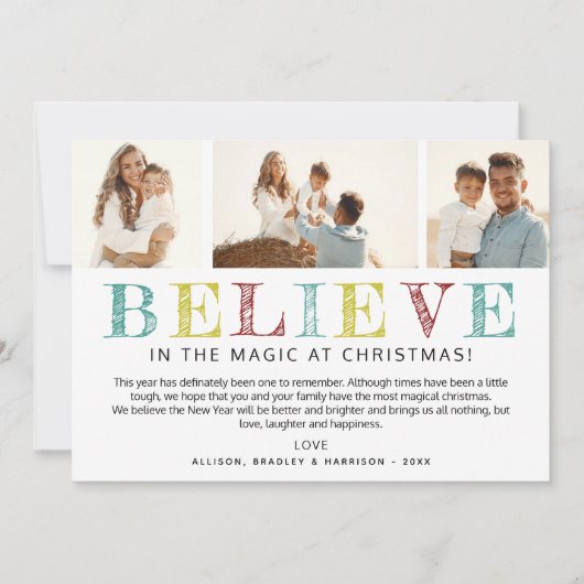 De huidige kerstfoto's 'GELOVEN' Collage Feestdagenkaart (Voorkant)