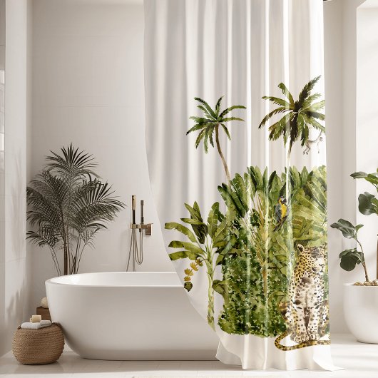 De huidige palmbomen van tropisch Oerwoud Douchegordijn