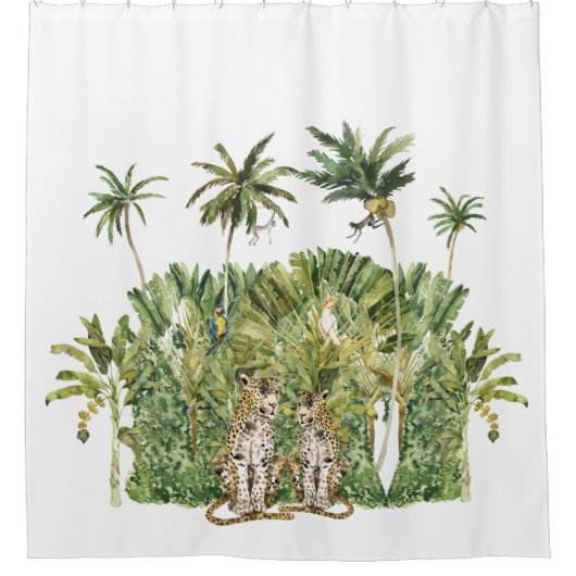 De huidige palmbomen van tropisch Oerwoud Douchegordijn (Voorkant)