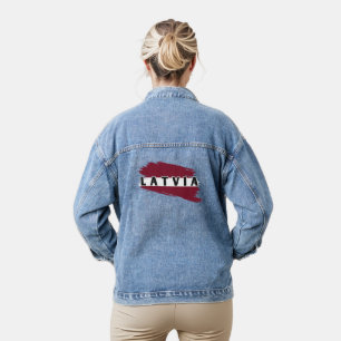 De huidige waterverf Letland vlag Letse souvenir Denim Jacket