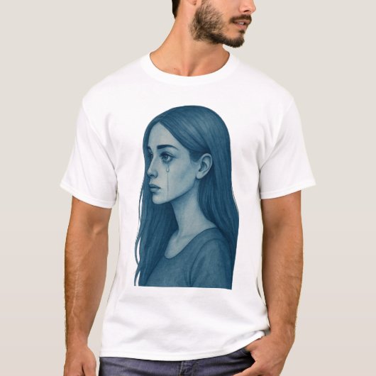 De huilende blauwe schoonheid t-shirt (Voorkant)