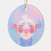 De huilende clown keramisch ornament (Links)