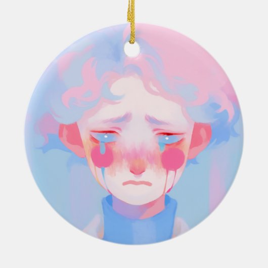 De huilende clown keramisch ornament (Achterkant)