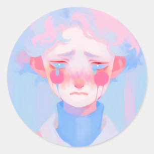 De huilende clown ronde sticker