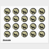 De huilende wolf in de nacht ronde sticker (Vel)