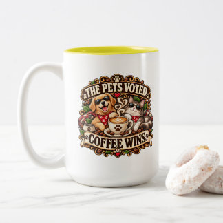 De huisdieren stemden koffie wint huisdierliefhebb tweekleurige koffiemok