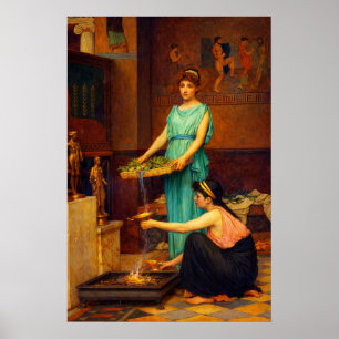 De Huishoudgod door John William Waterhouse Poster