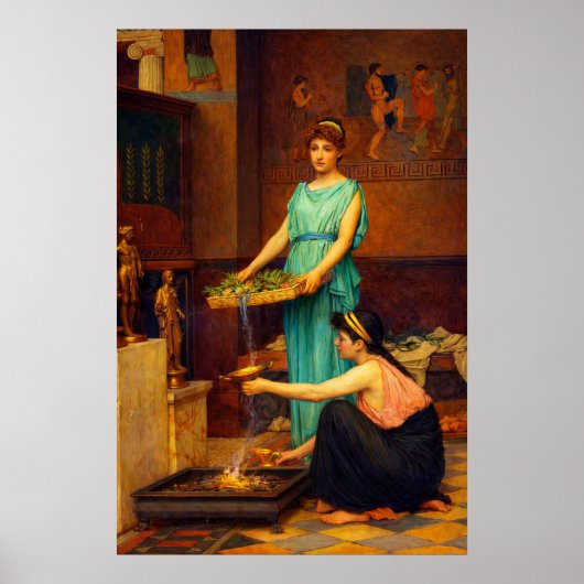 De Huishoudgod door John William Waterhouse Poster (Voorkant)