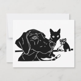 De Huisraad Linocut RSVP Kaartje