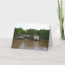 De huizen van de stelt op de rivier van Amazonië Kaart