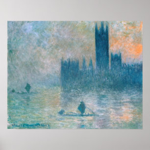 De huizen van het Parlement (effect van mist) Poster