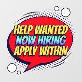 De hulp van banen wilde nu Huren werknemers Raamsticker (Vel)