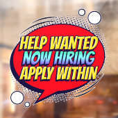 De hulp van banen wilde nu Huren werknemers Raamsticker (Vel 2)