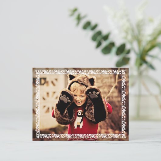 De hulst verlaat de Witte Groet van de Foto van Feestdagenkaart (Staand voorkant)