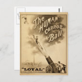 De Human Cannon Ball  Circus Act Victoriaans Briefkaart (Voorkant / Achterkant)
