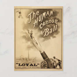 De Human Cannon Ball Circus Act Victoriaans Briefkaart