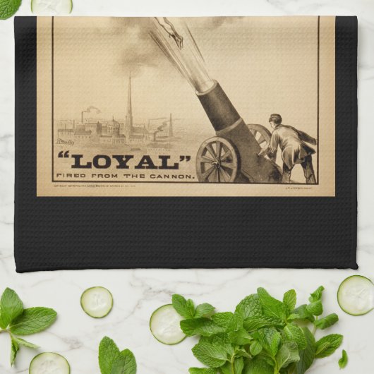 De Human Cannon Ball  Circus Act Victoriaans Theedoek (Gevouwen)