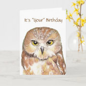 De humor, Leuke Uil de Kaart van de Verjaardag (Gele Bloem)