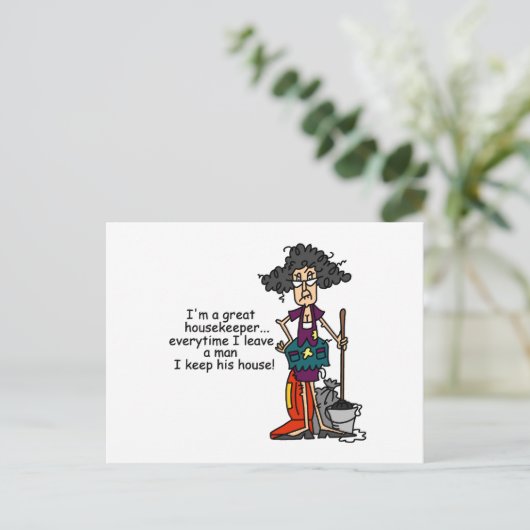 De Humor van de huishoudster Briefkaart (Staand voorkant)