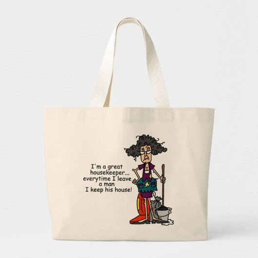De Humor van de huishoudster Grote Tote Bag (Voorkant)