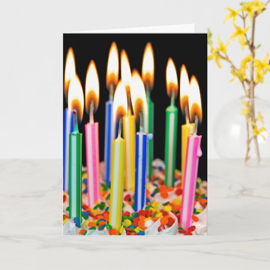 De Humor van de Kaars van de verjaardag Kaart (Gele Bloem)