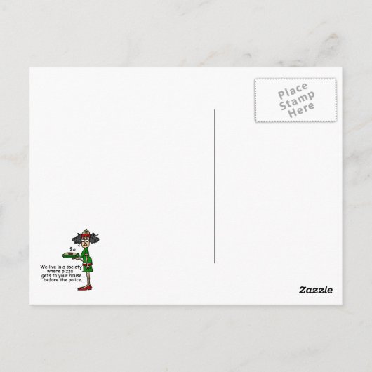 De Humor van de Levering van de pizza Briefkaart (Achterkant)
