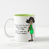 De Humor van de liefde en van het Huwelijk Tweekleurige Koffiemok (Links)